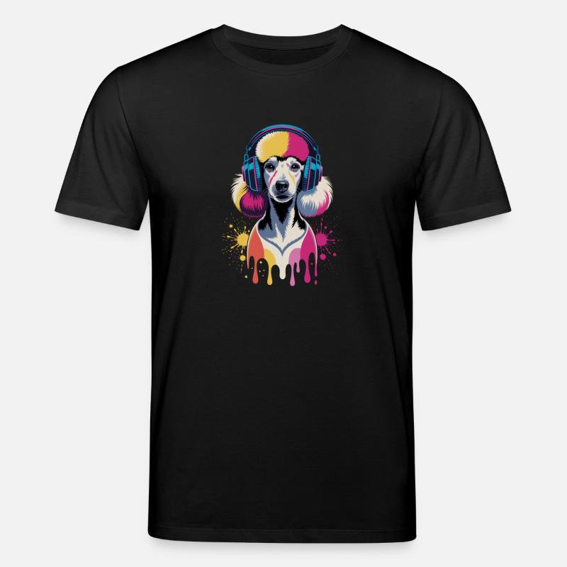Pudel mit Kopfhörer - Stanley/Stella Unisex Bio-T-Shirt CREATOR  - Schwarz