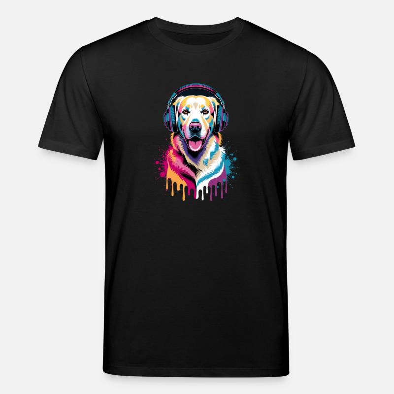 Golden Retriever mit Kopfhörer - Stanley/Stella Unisex Bio-T-Shirt CREATOR - Schwarz