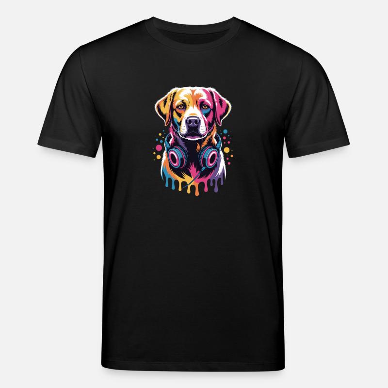 Labrador mit Kopfhörern - Stanley/Stella Unisex Bio-T-Shirt CREATOR  - Schwarz