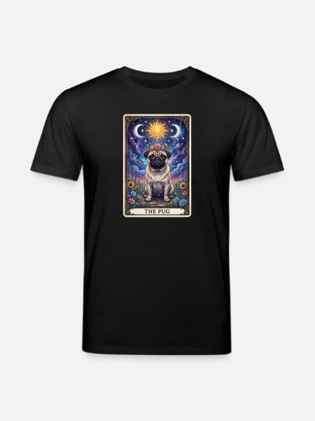 Sun Moon Pug Tarot Illustration - Stanley/Stella CREATOR Unisex Organic T-Shirt - black