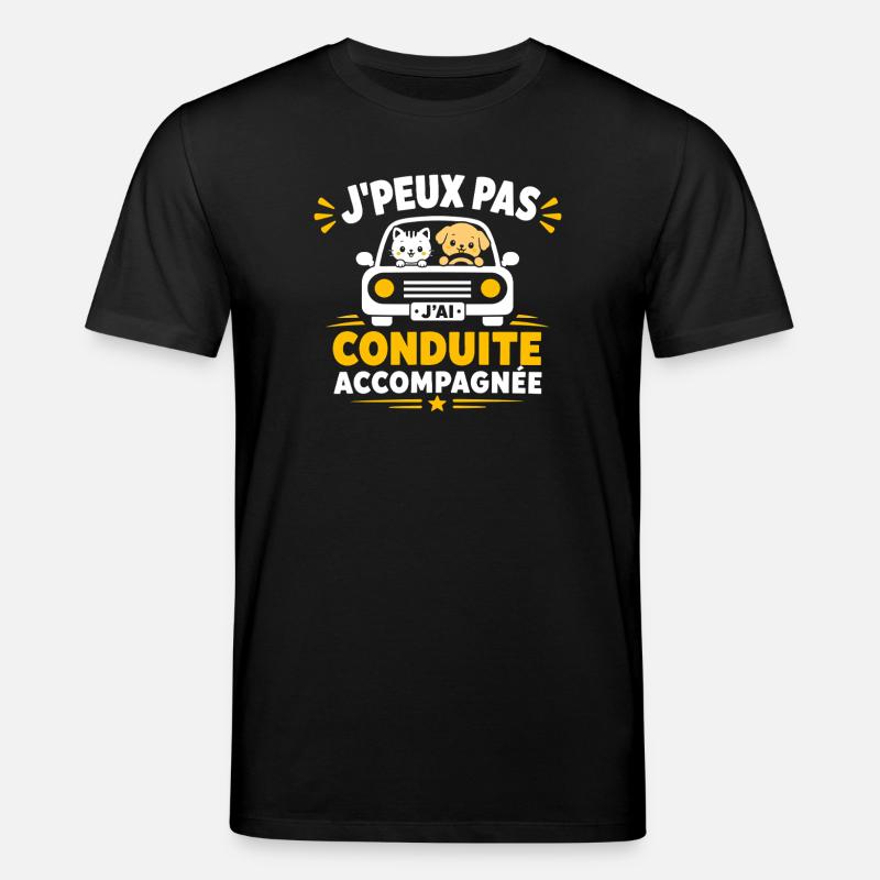 Conduite Accompagnée: Chiens et Chats - T-shirt bio CREATOR Stanley/Stella Unisexe - noir
