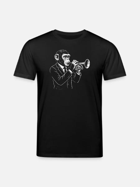 Chimp Jazz Trumpet in Suit - Stanley/Stella CREATOR Unisex Organic T-Shirt - black