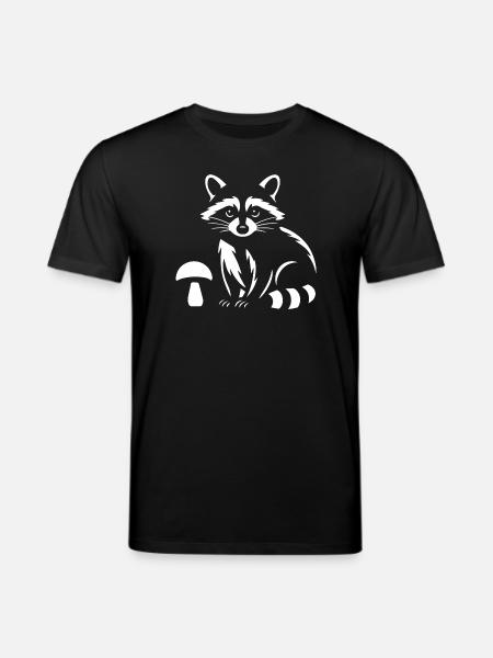 Süßer Waschbär mit Pilz Waldtier - Stanley/Stella Unisex Bio-T-Shirt CREATOR  - Schwarz