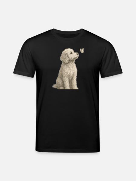 Poodle with Butterfly Dogs Motif - Stanley/Stella CREATOR Unisex Organic T-Shirt - black