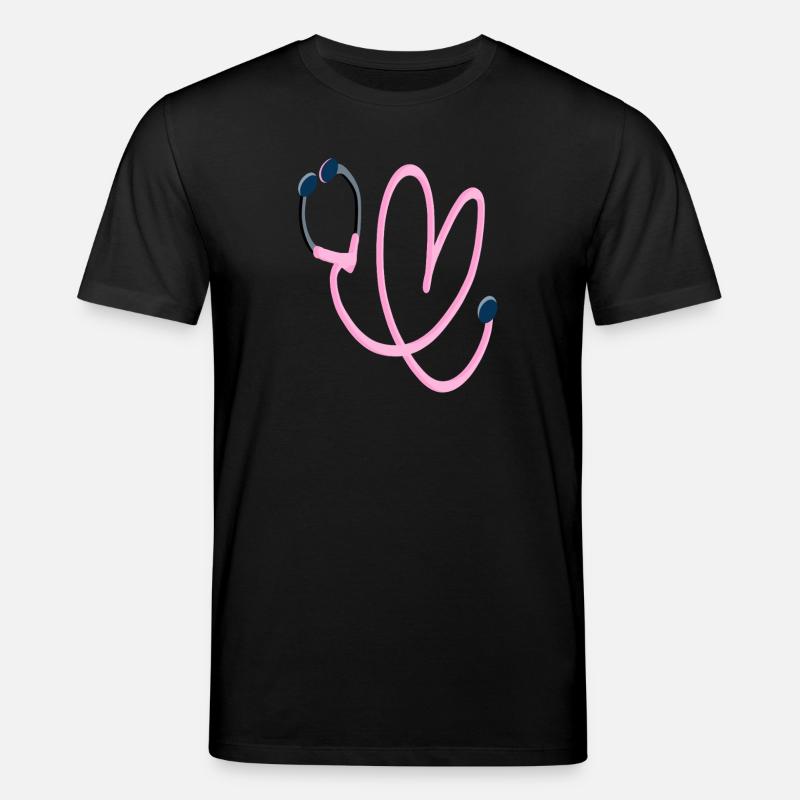 Rosa Herz Stethoskop - Stanley/Stella Unisex Bio-T-Shirt CREATOR  - Schwarz