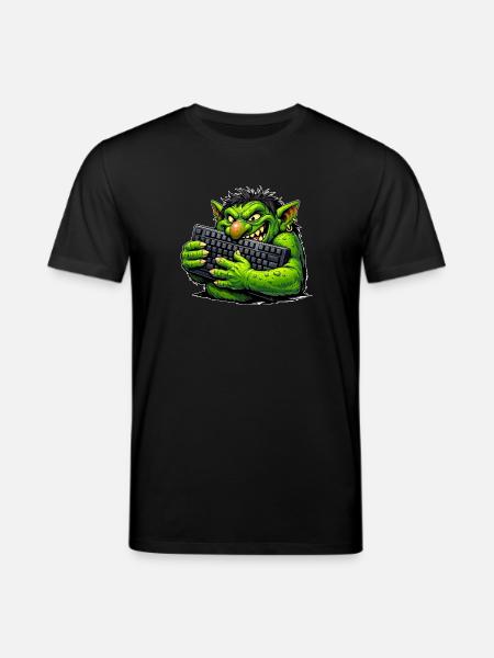 Malicious troll with keyboard - Stanley/Stella CREATOR Unisex Organic T-Shirt - black
