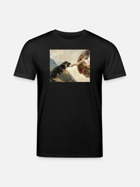 Dog God's Hand Shepherd Dog Meme - Stanley/Stella CREATOR Unisex Organic T-Shirt - black