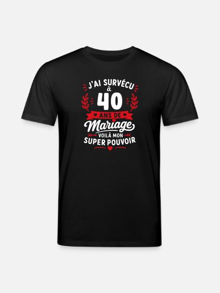 Survivant du mariage à 40 ans - T-shirt bio CREATOR Stanley/Stella Unisexe - noir