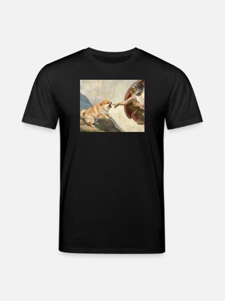 Dog God Hand Pomeranian Dog meme - Stanley/Stella CREATOR Unisex Organic T-Shirt - black