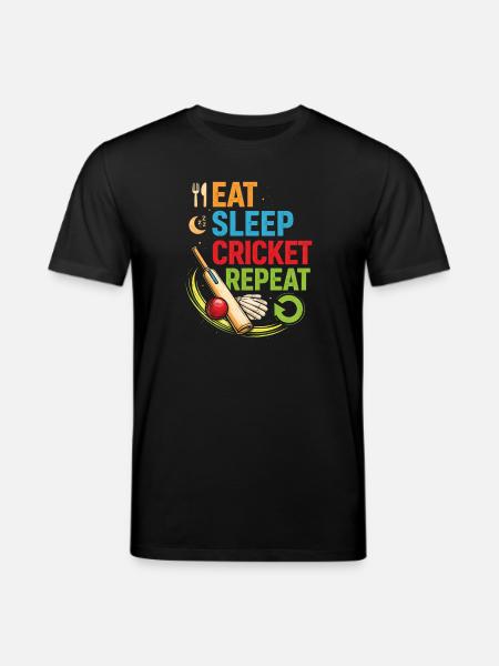 Cricket Food Sleep Repeat - Stanley/Stella CREATOR Unisex Organic T-Shirt - black