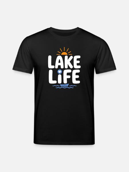 Lake Life Sunrise Badge - Stanley/Stella CREATOR Unisex Organic T-Shirt - black