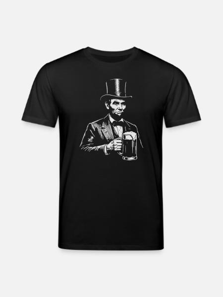 Abraham Lincoln trinkt Bier - Stanley/Stella Unisex Bio-T-Shirt CREATOR - Schwarz