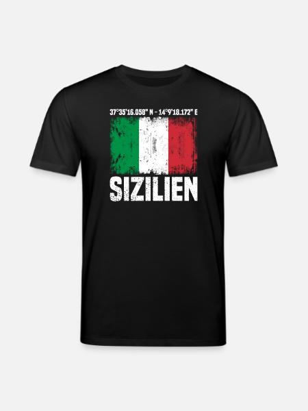 Sizilien Koordinaten - Stanley/Stella Unisex Bio-T-Shirt CREATOR - Schwarz
