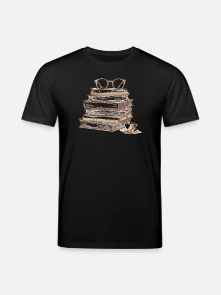 Stack of books with glasses - Stanley/Stella CREATOR Unisex Organic T-Shirt - black