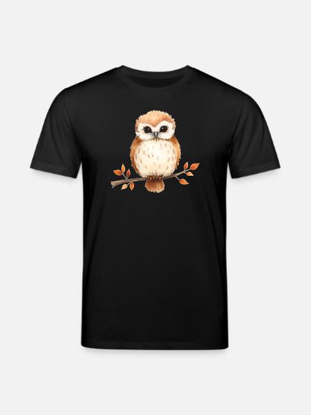 Aquarell Eule auf Ast - Stanley/Stella Unisex Bio-T-Shirt CREATOR  - Schwarz