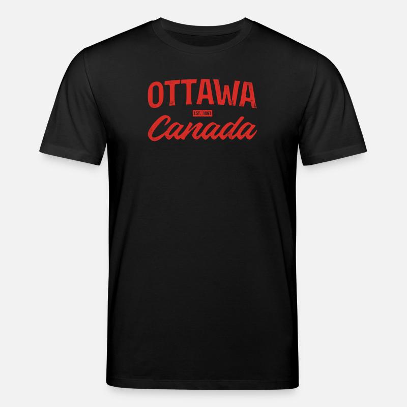 Ottawa Canada Retro Script Rouge - T-shirt bio CREATOR Stanley/Stella Unisexe - noir