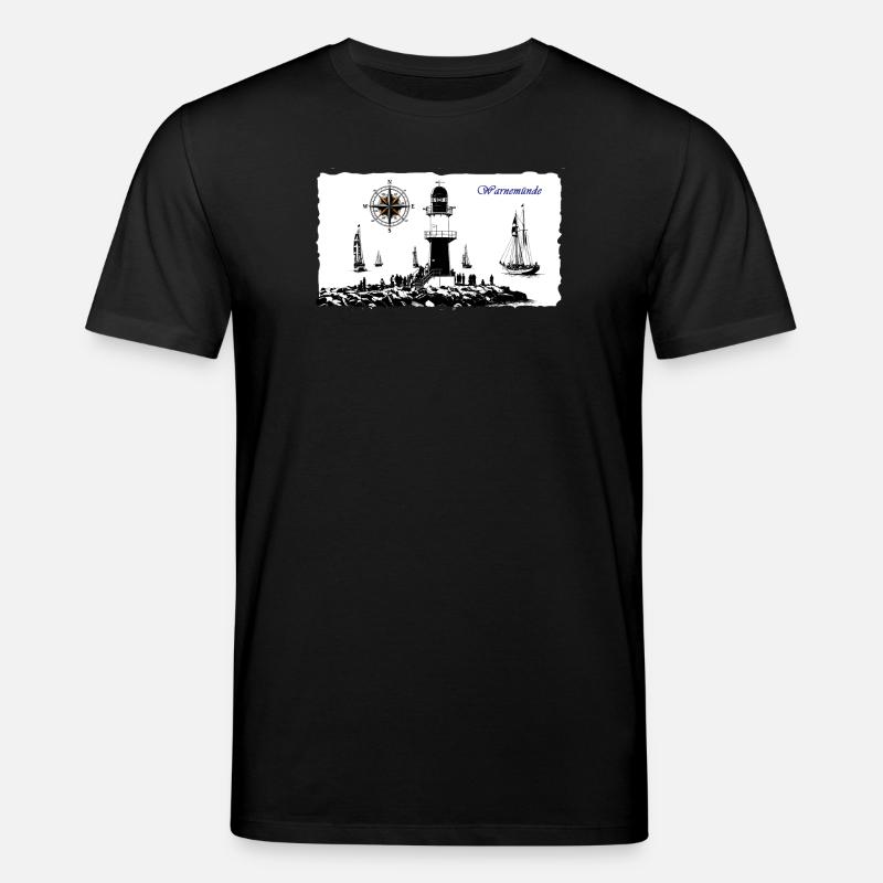 Warnemünde Leuchtturm Kompass Edition - Stanley/Stella Unisex Bio-T-Shirt CREATOR  - Schwarz