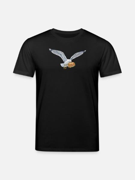 Funny Seagull Steals Fish Rolls Beach - Stanley/Stella CREATOR Unisex Organic T-Shirt - black