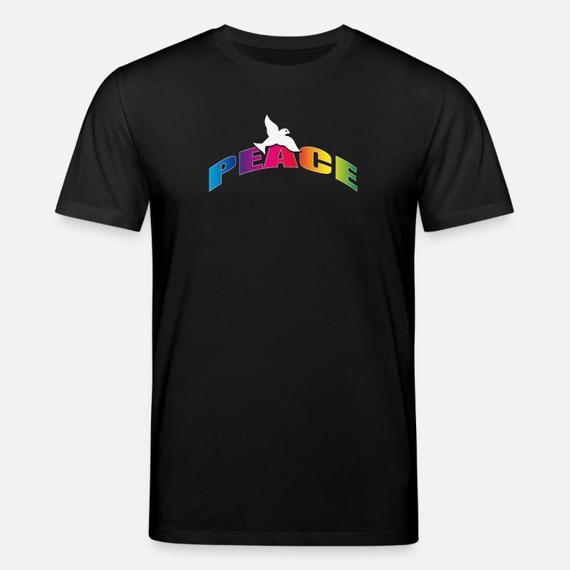 Peace mit Taube Regenbogenfarben - Stanley/Stella Unisex Bio-T-Shirt CREATOR  - Schwarz