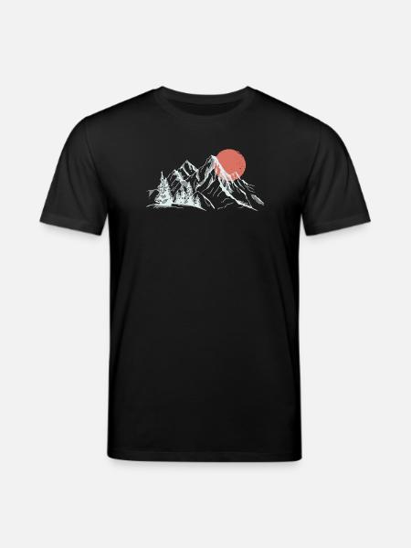 Crimson Sun Over Snowy Peaks - Stanley/Stella CREATOR Unisex Organic T-Shirt - black