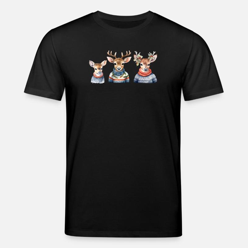 Winterhirsche Pullover-Trio - Stanley/Stella Unisex Bio-T-Shirt CREATOR  - Schwarz