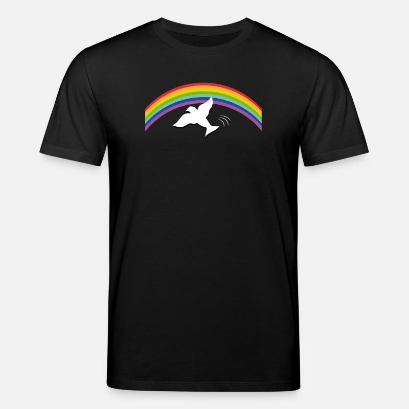 RAINBOW Regenbogen with peace dove - Stanley/Stella Unisex Bio-T-Shirt CREATOR  - Schwarz