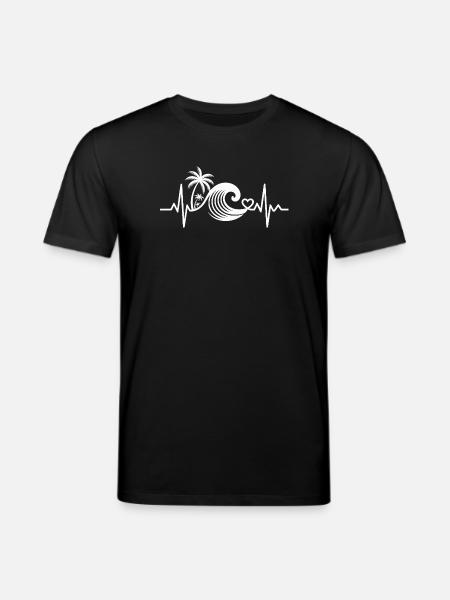 Heartbeat with palm trees and wave - Stanley/Stella CREATOR Unisex Organic T-Shirt - black