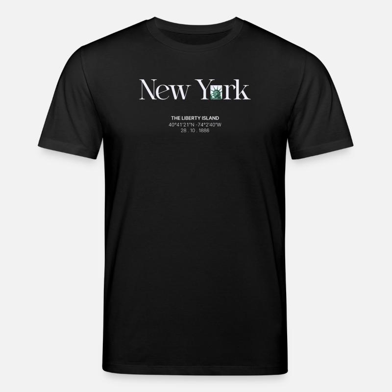 Skyline néon de Liberty Island - T-shirt bio CREATOR Stanley/Stella Unisexe - noir