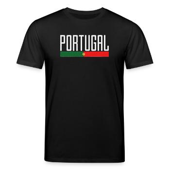 Typografie der portugiesischen Flagge - Stanley/Stella Unisex Bio-T-Shirt CREATOR  - Schwarz - Vorne - Alina (178cm) & Michal (187cm)