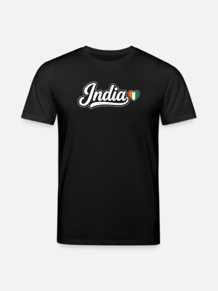 India Script with Flag Heart Patriotic - Stanley/Stella CREATOR Unisex Organic T-Shirt - black