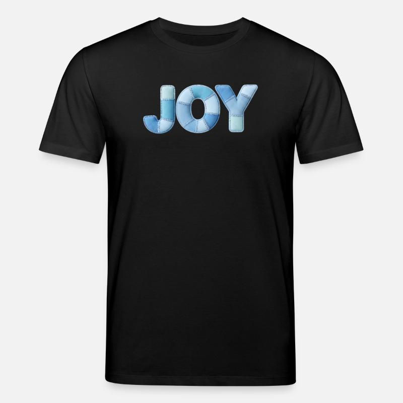 Lettrage Joyeuse en patchwork bleu - T-shirt bio CREATOR Stanley/Stella Unisexe - noir