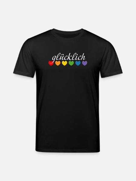 Regenbogenherzchen gluecklich weiss - Stanley/Stella Unisex Bio-T-Shirt CREATOR - Schwarz
