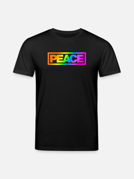 Typo PEACE Rainbowcolours - Stanley/Stella CREATOR Unisex Organic T-Shirt - black
