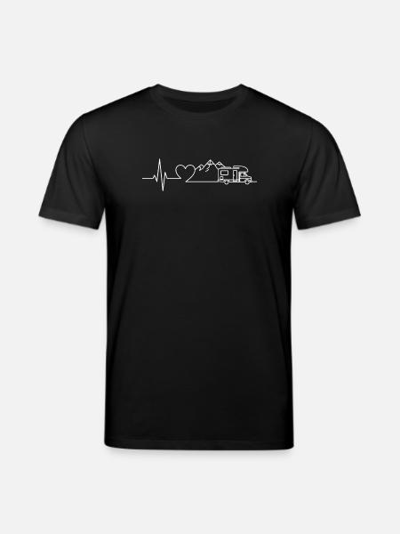 Camping Heartbeat Caravan – Line Art Design - Stanley/Stella CREATOR Unisex Organic T-Shirt - black