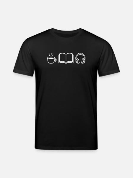 Coffee Book Headphones - Stanley/Stella CREATOR Unisex Organic T-Shirt - black