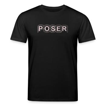 Minimalistisches POSER-Textdesign - Stanley/Stella Unisex Bio-T-Shirt CREATOR  - Schwarz - Vorne - Alina (178cm) & Michal (187cm)