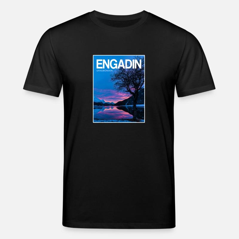 Engadin Seenlandschaft Abendlicht - Stanley/Stella Unisex Bio-T-Shirt CREATOR  - Schwarz