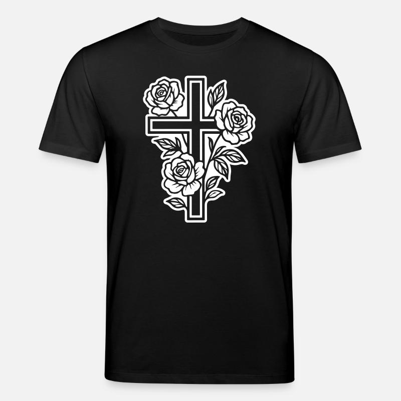Fleurs à symbole de croix - T-shirt bio CREATOR Stanley/Stella Unisexe - noir