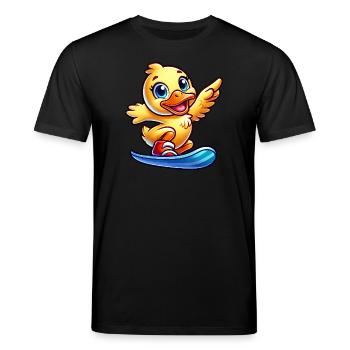 Süße Ente Cartoon Surfer Snowboarder - Stanley/Stella Unisex Bio-T-Shirt CREATOR  - Schwarz - Vorne - Alina (178cm) & Michal (187cm)