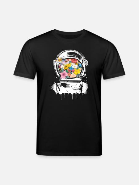 Astronaut Space Helmet with flowers - Stanley/Stella CREATOR Unisex Organic T-Shirt - black