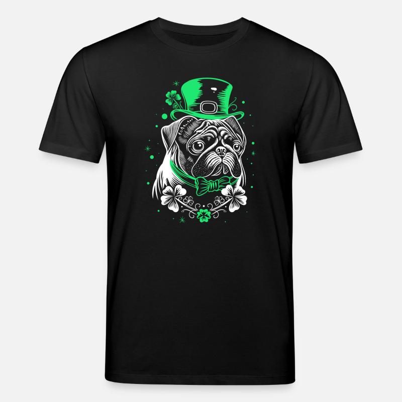 Carlin avec chapeau de la Saint-Patrick - T-shirt bio CREATOR Stanley/Stella Unisexe - noir