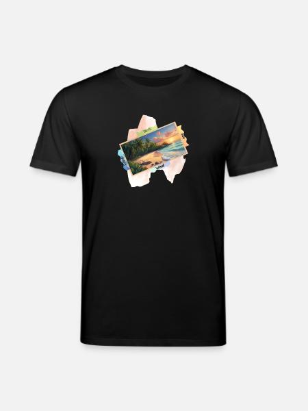 Nature plage image mignon design d’été - T-shirt bio CREATOR Stanley/Stella Unisexe - noir