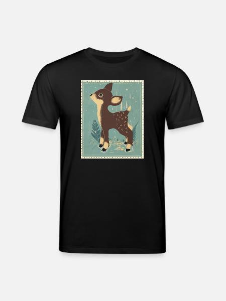 Cerfs dans la forêt rétro - T-shirt bio CREATOR Stanley/Stella Unisexe - noir