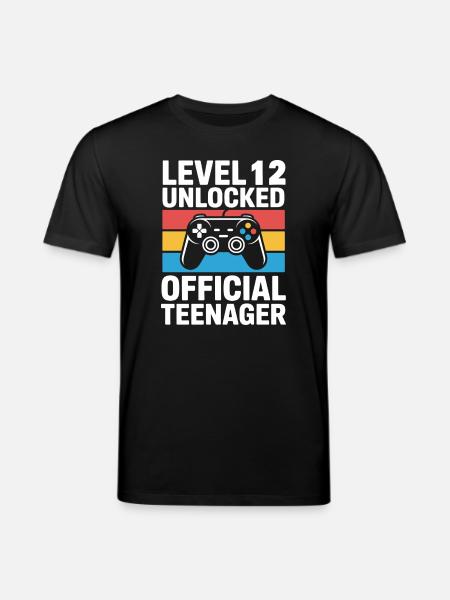 Level 12 Unlocked Official Teenager - Stanley/Stella CREATOR Unisex Organic T-Shirt - black