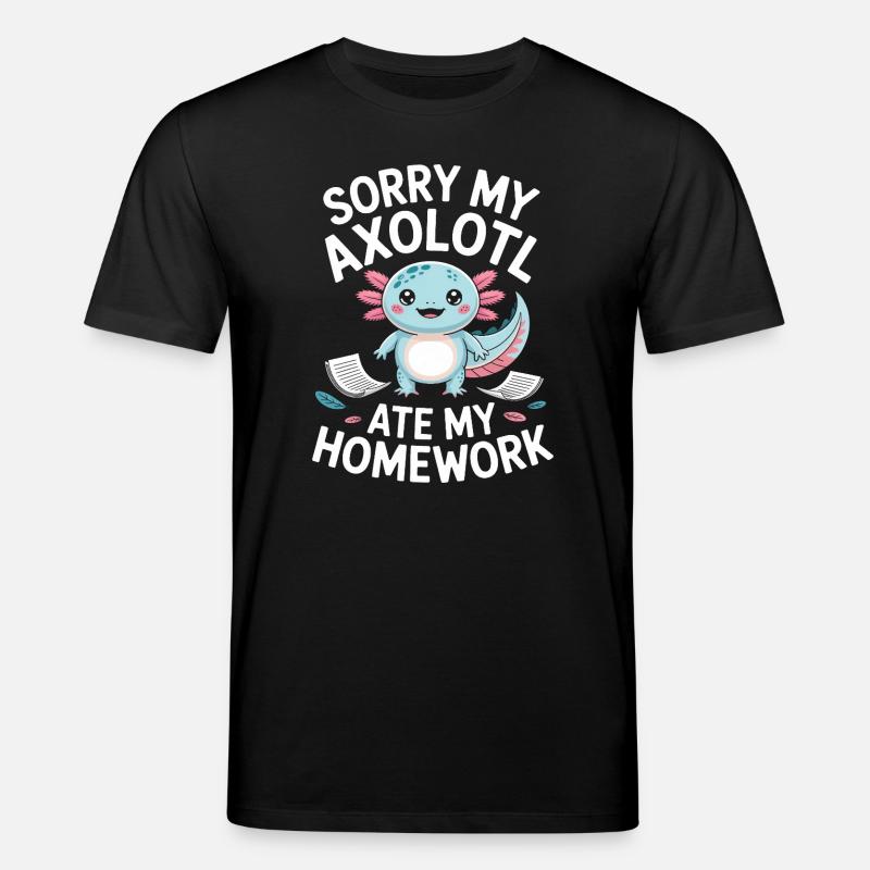 Axolotl Homework Excuse - Stanley/Stella CREATOR Unisex Organic T-Shirt - black