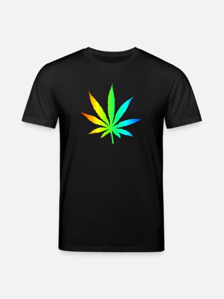 Marijuana Leaf Rainbow - Stanley/Stella CREATOR Unisex Organic T-Shirt - black