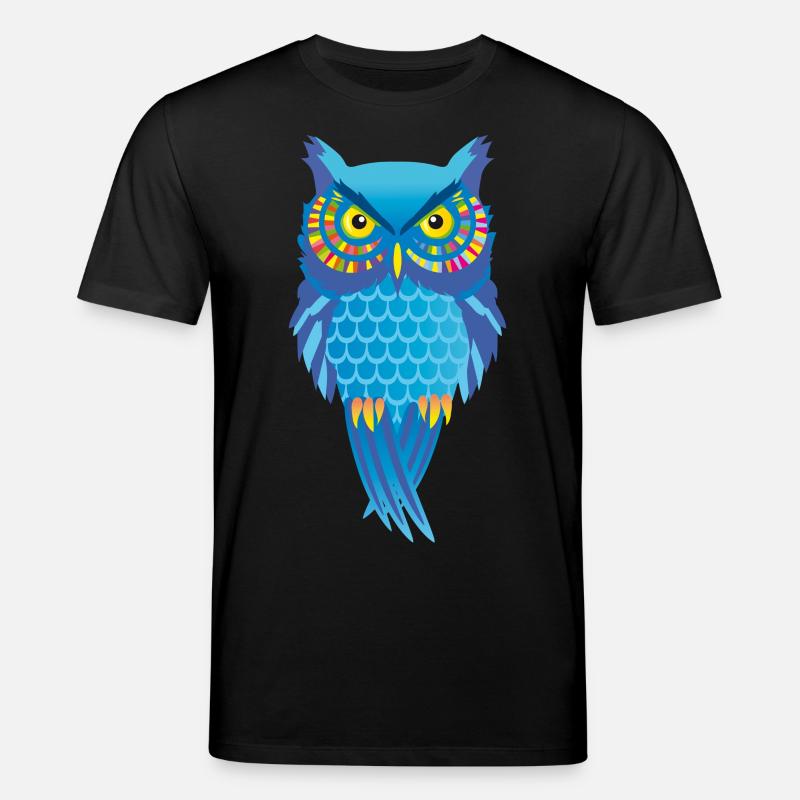 Eule blau, bunt Vogel auffallend - Stanley/Stella Unisex Bio-T-Shirt CREATOR  - Schwarz