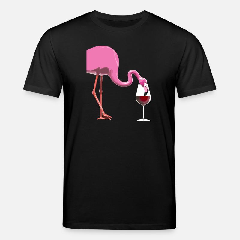 Flamingo mit Weinglas - Stanley/Stella Unisex Bio-T-Shirt CREATOR - Schwarz