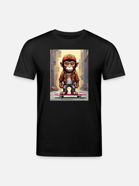 Skate-Monkey im Großstadt-Style - Stanley/Stella Unisex Bio-T-Shirt CREATOR  - Schwarz