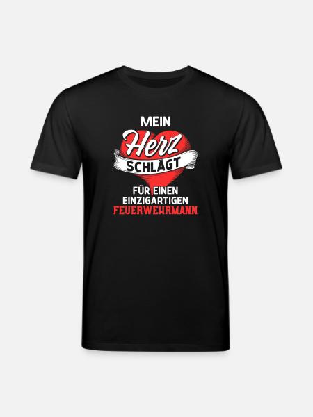 Heart beats for a firefighter - Stanley/Stella CREATOR Unisex Organic T-Shirt - black